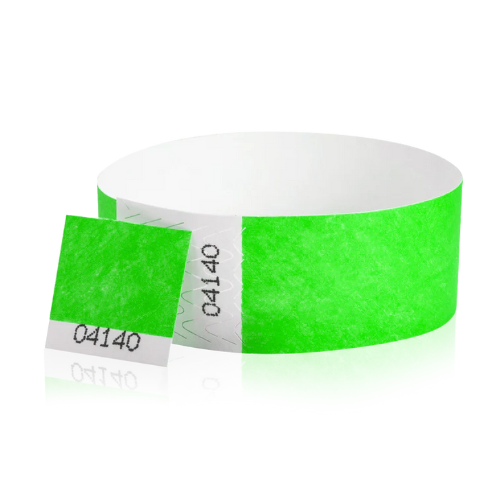 1 Inch Raffle Voucher Tyvek Wristbands - green