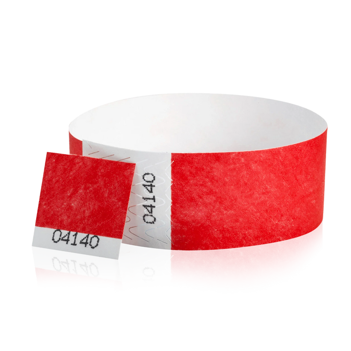 1 Inch Raffle Voucher Tyvek Wristbands - neon red