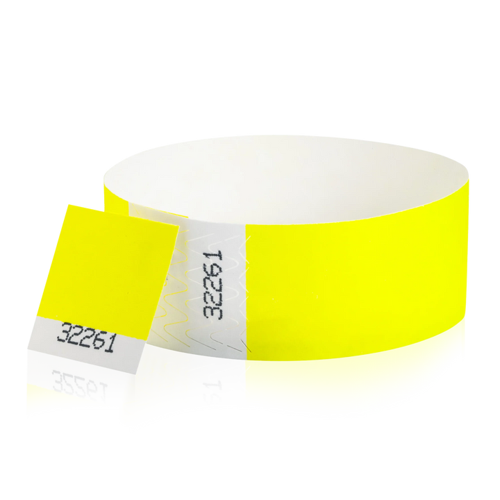 1 Inch Raffle Voucher Tyvek Wristbands - neon yellow