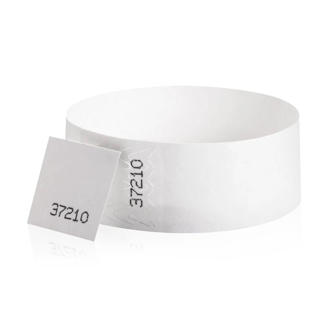 1 Inch Raffle Voucher Tyvek Wristbands - white
