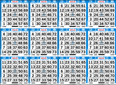 12-Face Horizontal Bingo Paper Bingo, Paper, Single, case