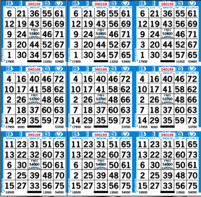 9-Face Square Bingo Paper Bingo, Paper, Single, case